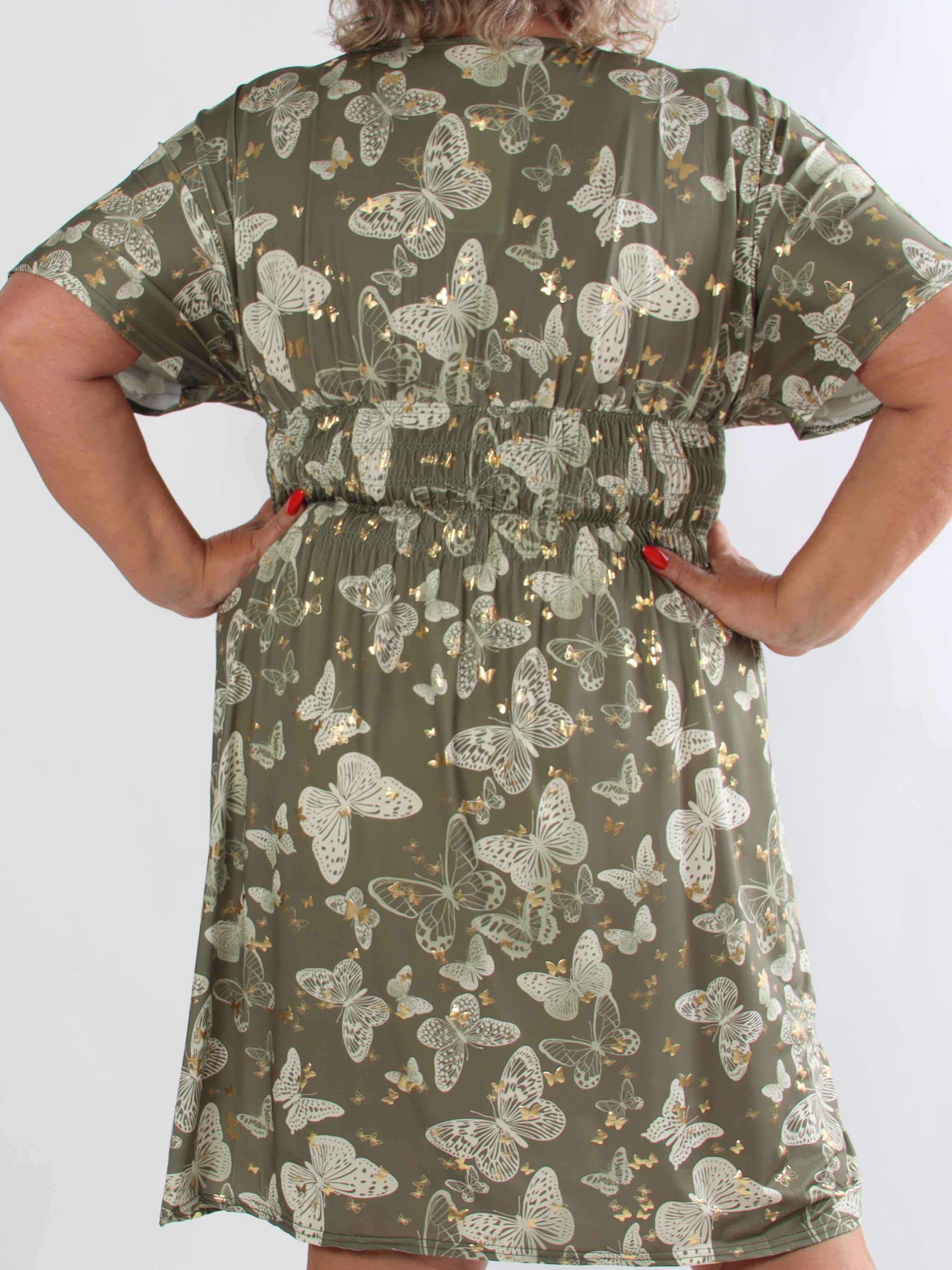 Pams Butterfly Short - Elastisk plus size kjole med sommerfugleprint